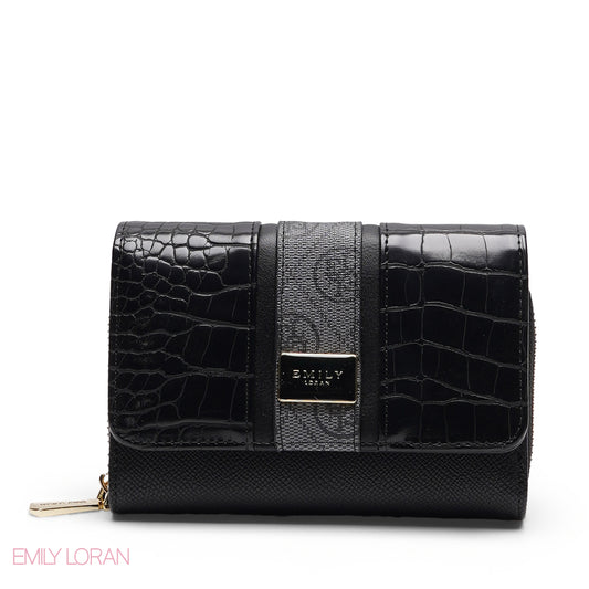CONTRAST TRIM ZIP-AROUND BI-FOLD WALLET