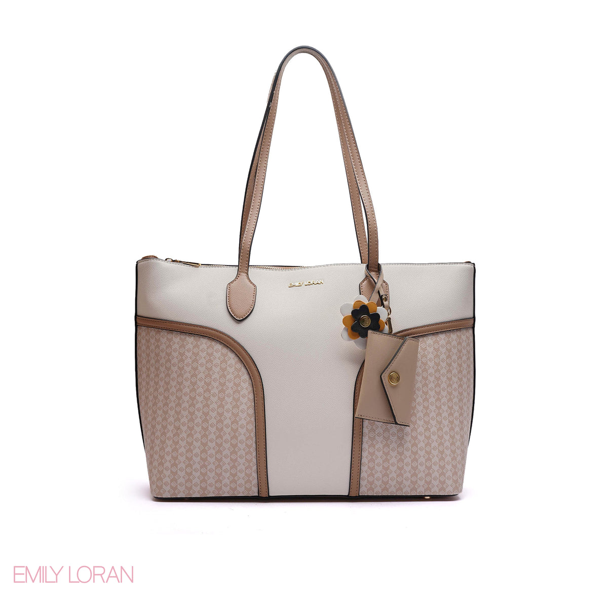 BEIGE SHOULDER-BAG WITH MINI POUCH - LARGE