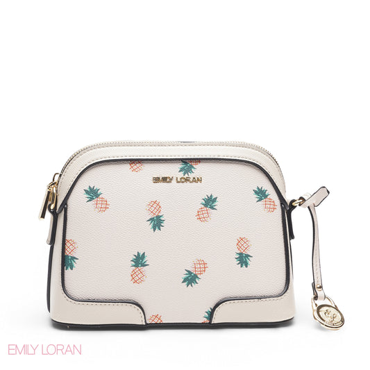 PINEAPPLE PRINT SCARF TOP HANDLE BAG - SMALL