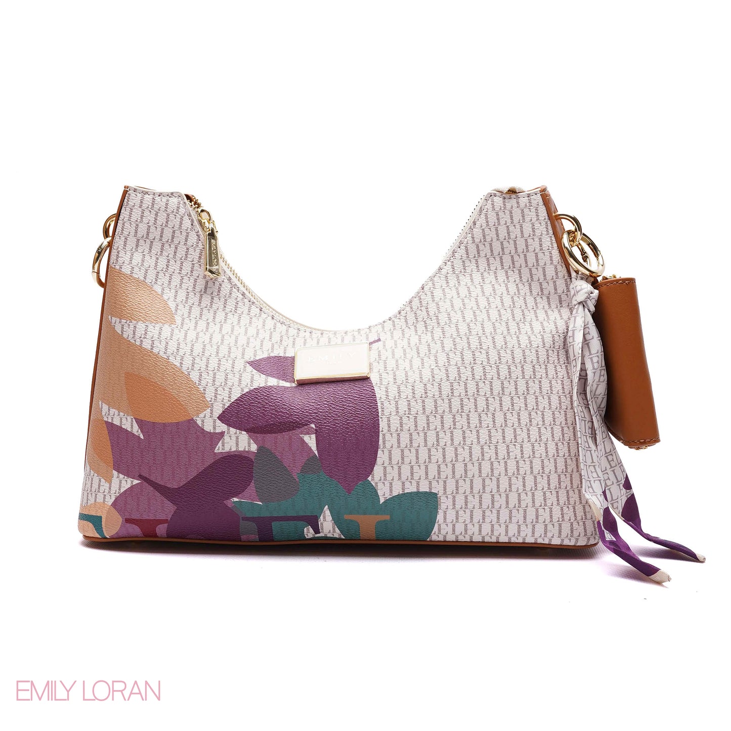 ELEGANT MONOGRAM PRINT SHOULDER BAG