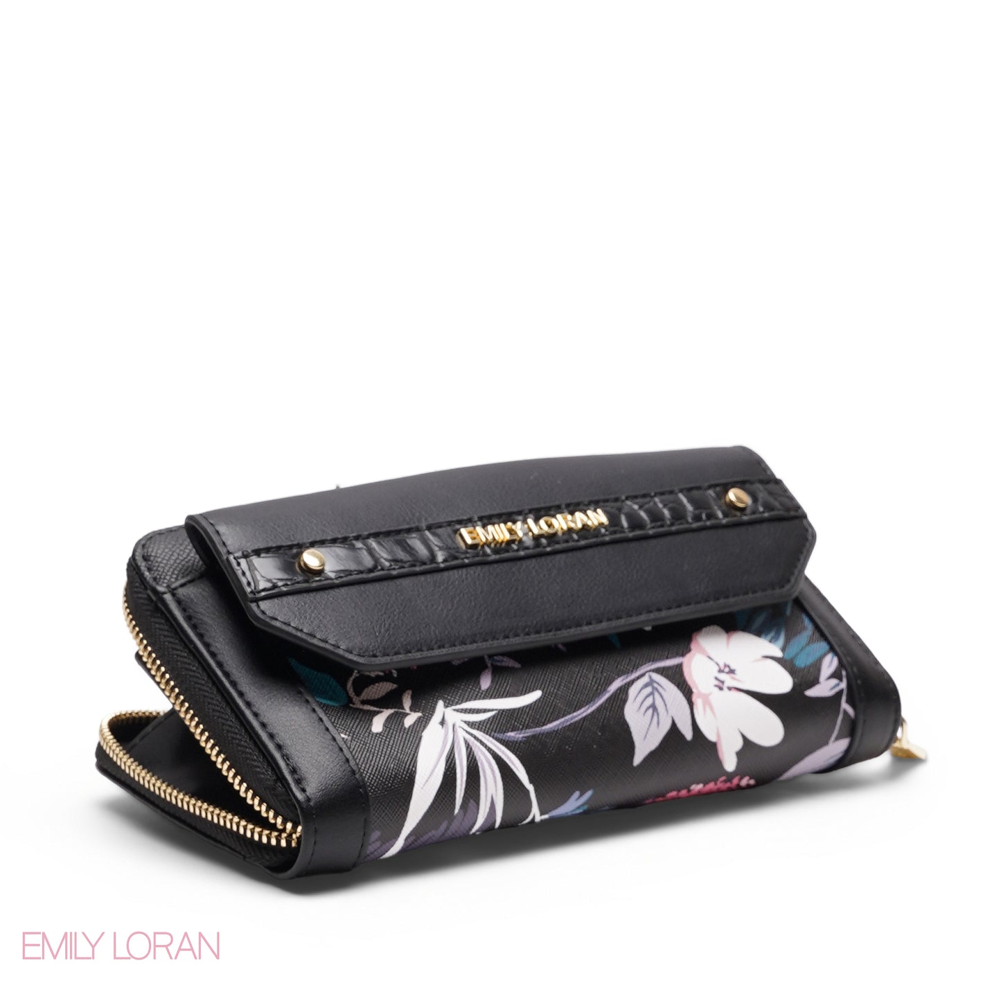 FLORAL PRINT DOUBLE COMPARTMENT ZIP-AROUND WALLET