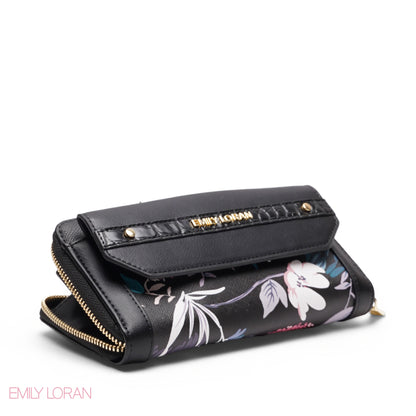 FLORAL PRINT DOUBLE COMPARTMENT ZIP-AROUND WALLET