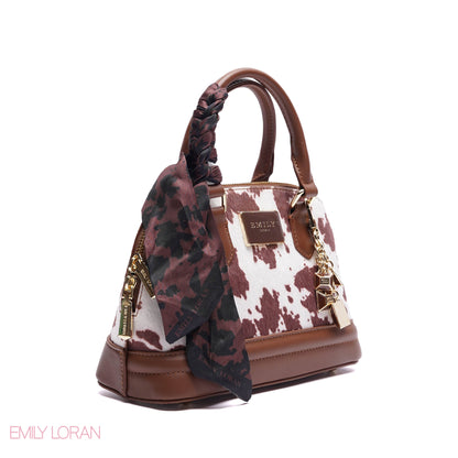 HANDBAG WITH ELEGANT DOME ADJUSTABLE STRAP , SCARF AND CHARM - SMALL