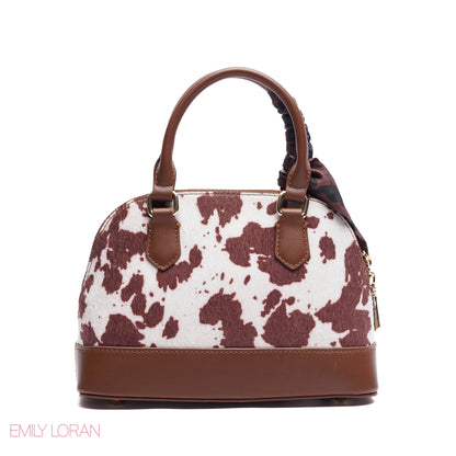 HANDBAG WITH ELEGANT DOME ADJUSTABLE STRAP , SCARF AND CHARM - SMALL