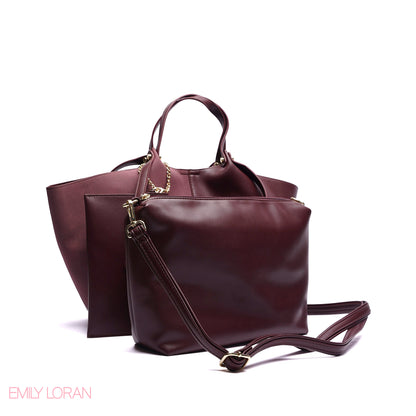 SHOULDER BAG PRACTICALITY LEATHER WITH SMALL WALLET AND CROSS BAG - LARGE