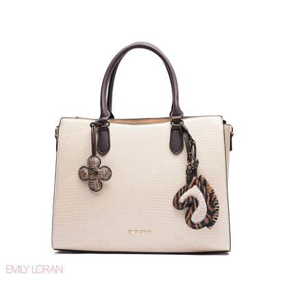 HANDBAG SOFT LEATHER WITH SIMPLE TWO CHARM - MEDIUM