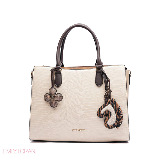 HANDBAG SOFT LEATHER WITH SIMPLE TWO CHARM - MEDIUM