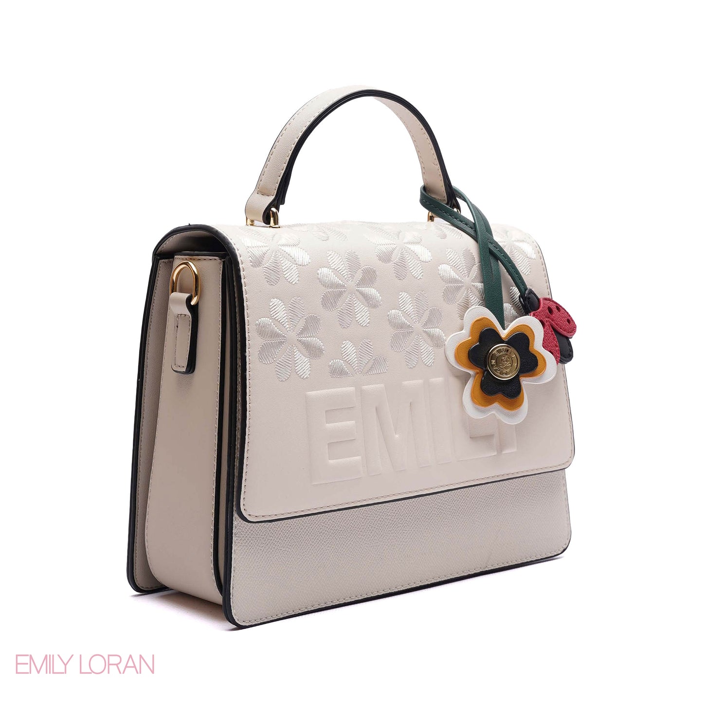 EMBOSSED FLORAL TOP-HANDLE SATCHEL BAG