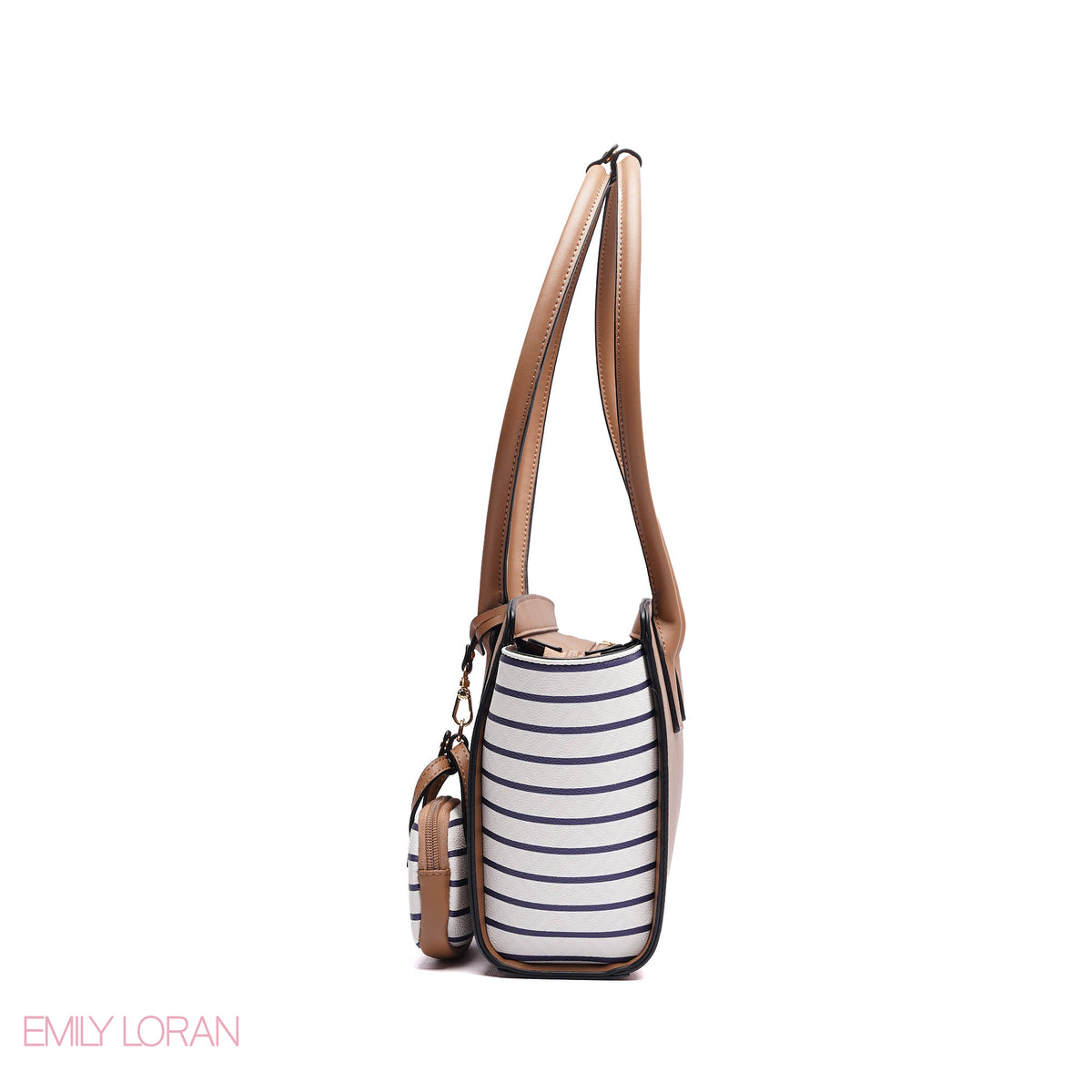SHOULDER BAG SOFT LEATHER WITH SIMPLE CHARM AND TAGGER POUCH - MEDIUM