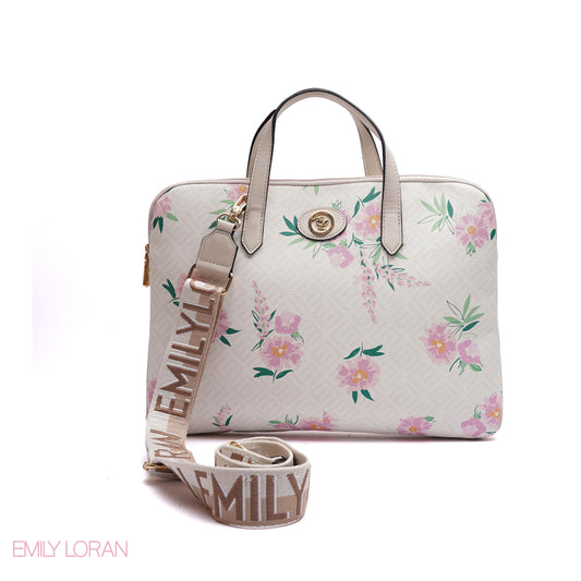 MONOGRAM LAPTOP BAG WITH LOGO WEBBING STRAP