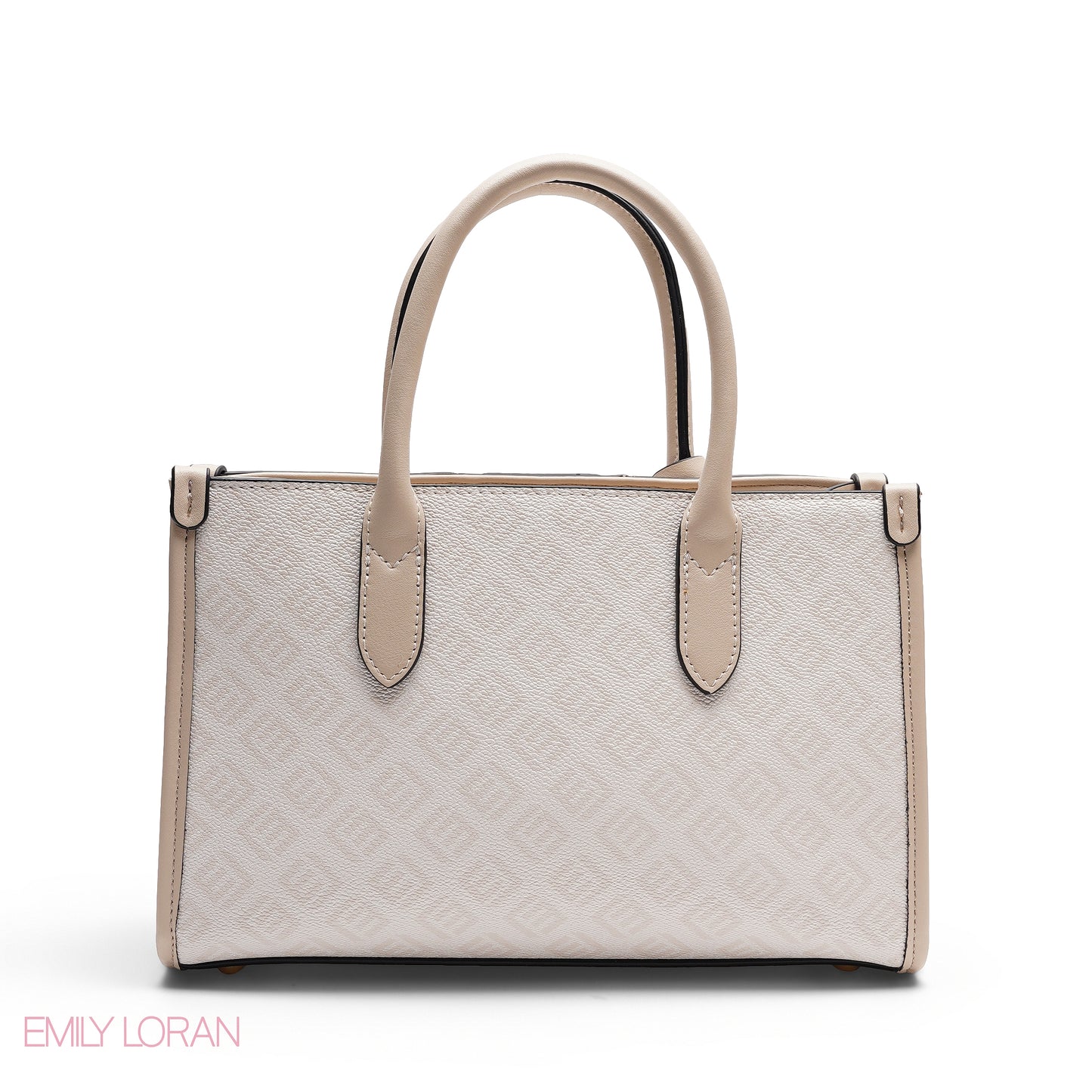 STRUCTURED TEXTURED PANEL TOP HANDLE TOTE BAG - SMALL