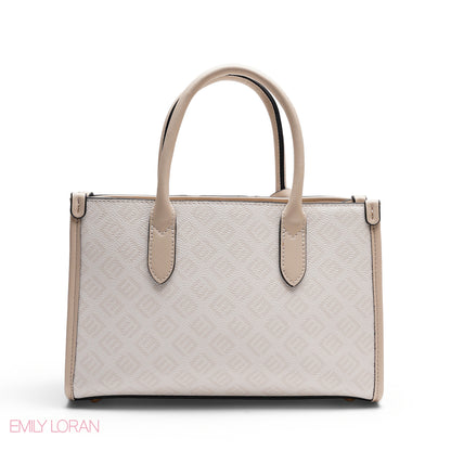 STRUCTURED TEXTURED PANEL TOP HANDLE TOTE BAG - SMALL