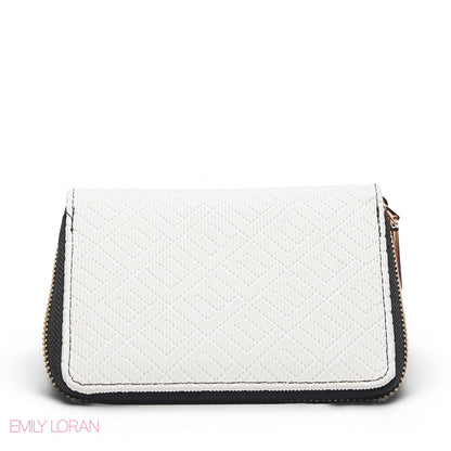 BLACK & BEIGE ZIP-AROUND WALLET