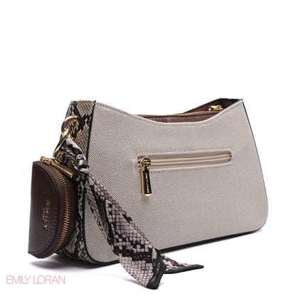 SNAKESKIN PANELLED SHOULDER BAG