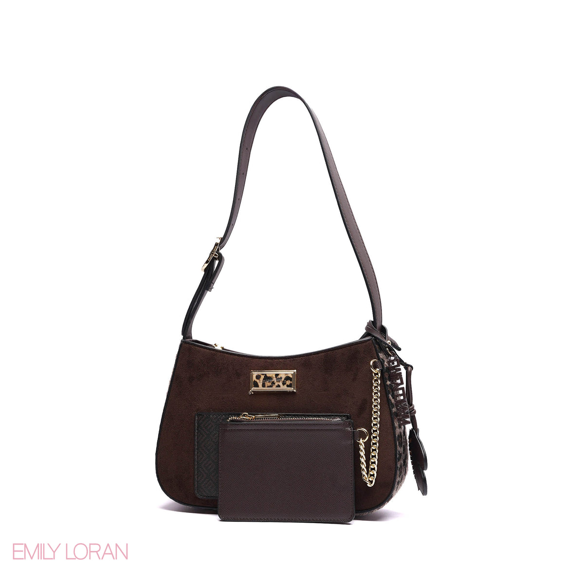 ELEGANT SHOULDER BAG WITH POUCH AND CHAIN