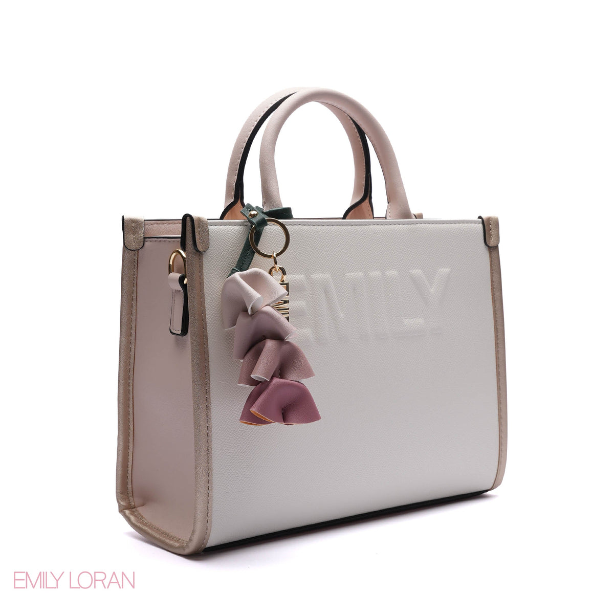 EMBOSSED LOGO TOTE BAG WITH TASSEL CHARM - LARGE
