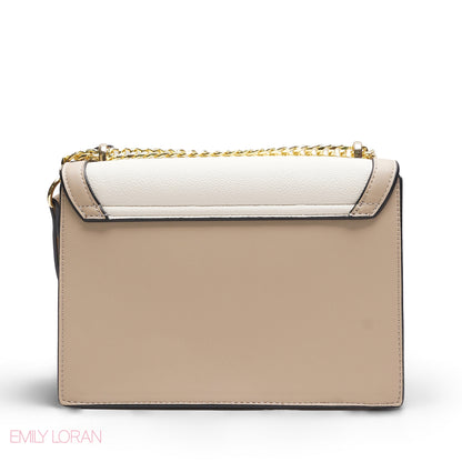 EMILY 3D FLORAL APPLIQUÉ CROSSBODY BAG - WHITE & BEIGE