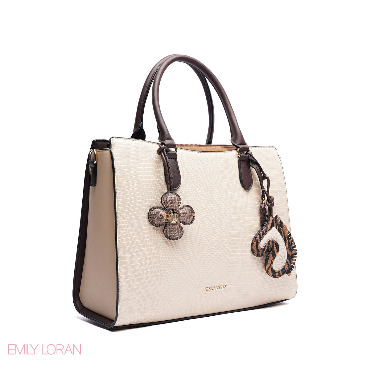 HANDBAG SOFT LEATHER WITH SIMPLE TWO CHARM - MEDIUM
