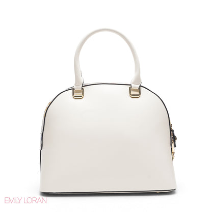 WHITE DOME BAG WITH PINK FLORAL PRINT - LARGE