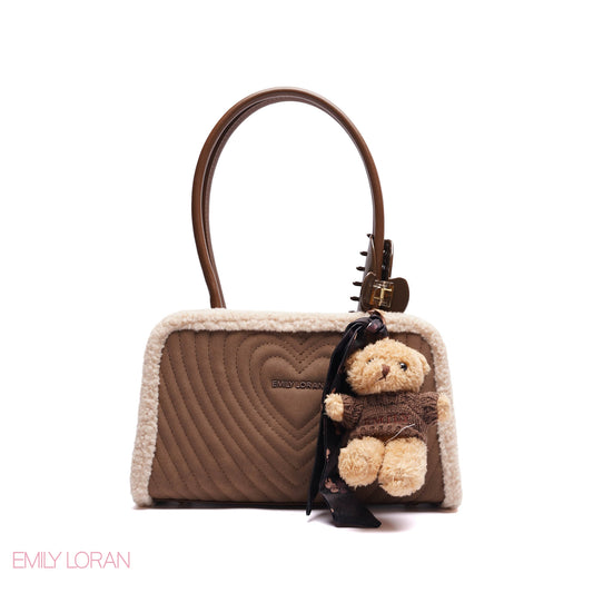 ELEGANT HANDBAG HREAT ENGRAVE WITH TEDDYBEAR CHARM - MEDIUM
