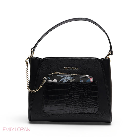 ELEGANT SATCHEL WITH FLORAL POUCH BAG