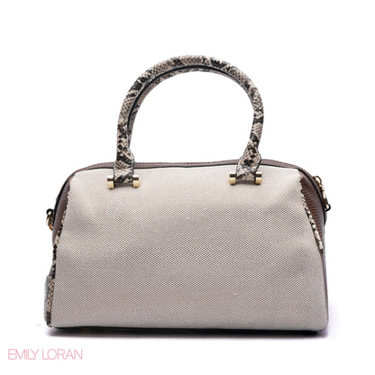 HANDBAG LINEN MATERIAL WITH GOLD CHAIN - MEDIUM