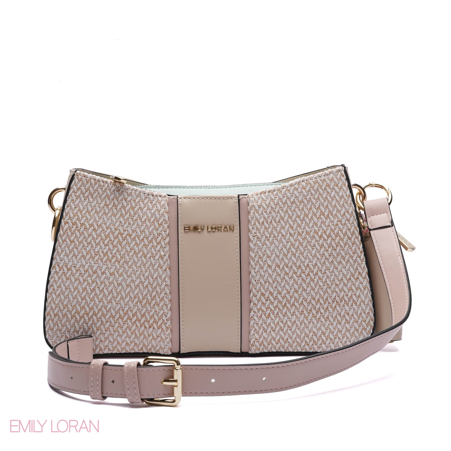 WOVEN PANELLED SHOULDER BAG