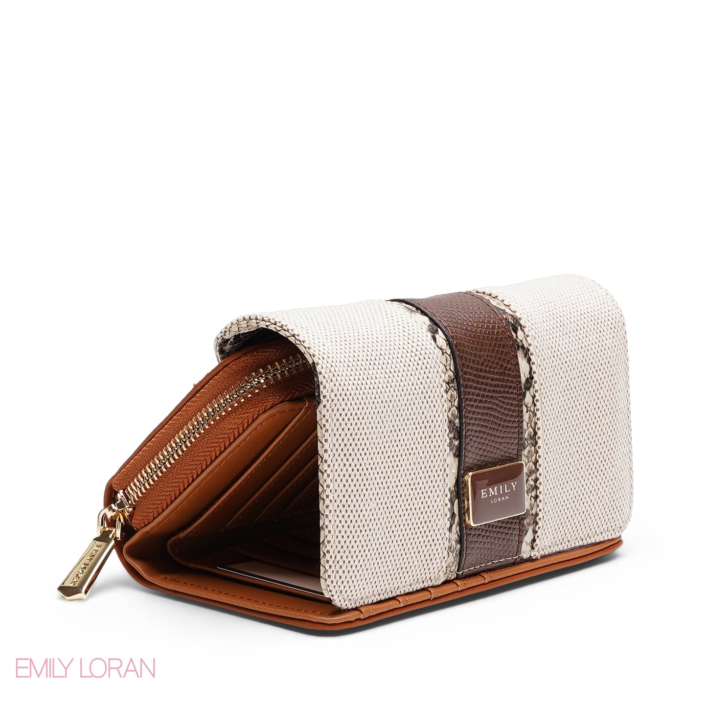 SNAKESKIN TRIM ZIP-AROUND BI-FOLD WALLET