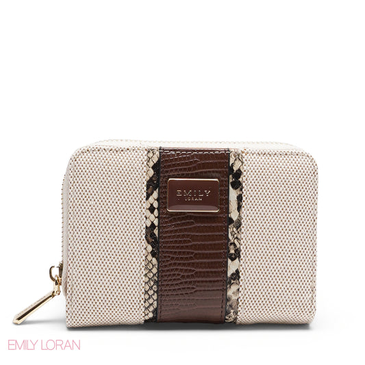 SNAKESKIN TRIM EMBOSSED ZIP-AROUND WALLET