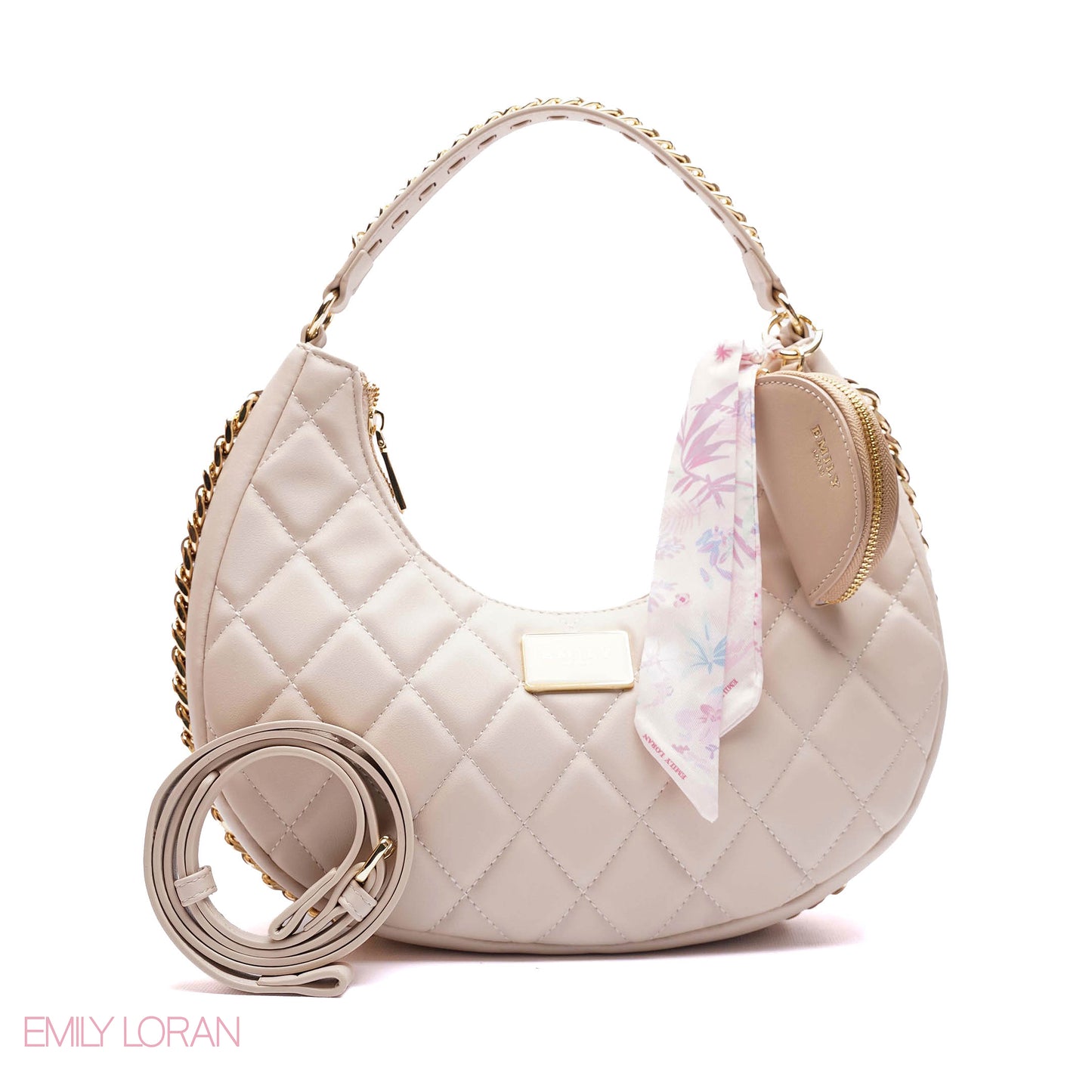 QUILLED HOBO SHOULDER BAG