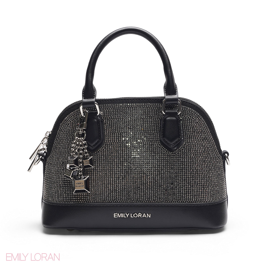 BLACK GLITTER DOME BAG