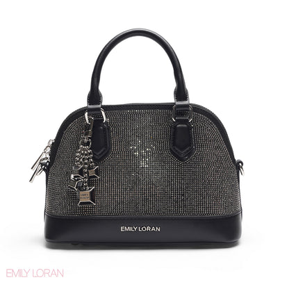 BLACK GLITTER DOME BAG