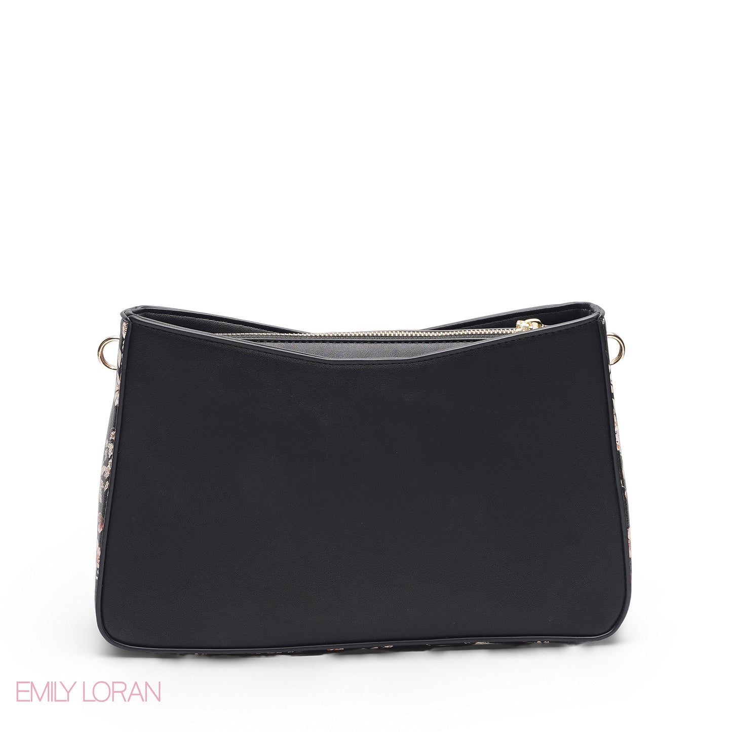 BLACK FLORAL TOTE BAG WITH SCARF - MED