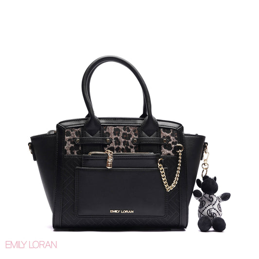 ELEGANT STRUCTURE WINGED TOTE BAG WITH ZEBRA CHARM - SMALL