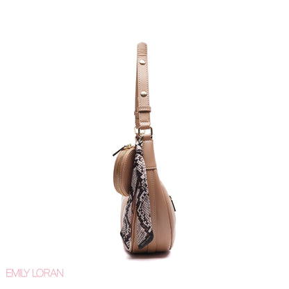 ELEGANT SHOULDER BAG SNAKE PRINT  WITH SMALL POUCH - SMALL