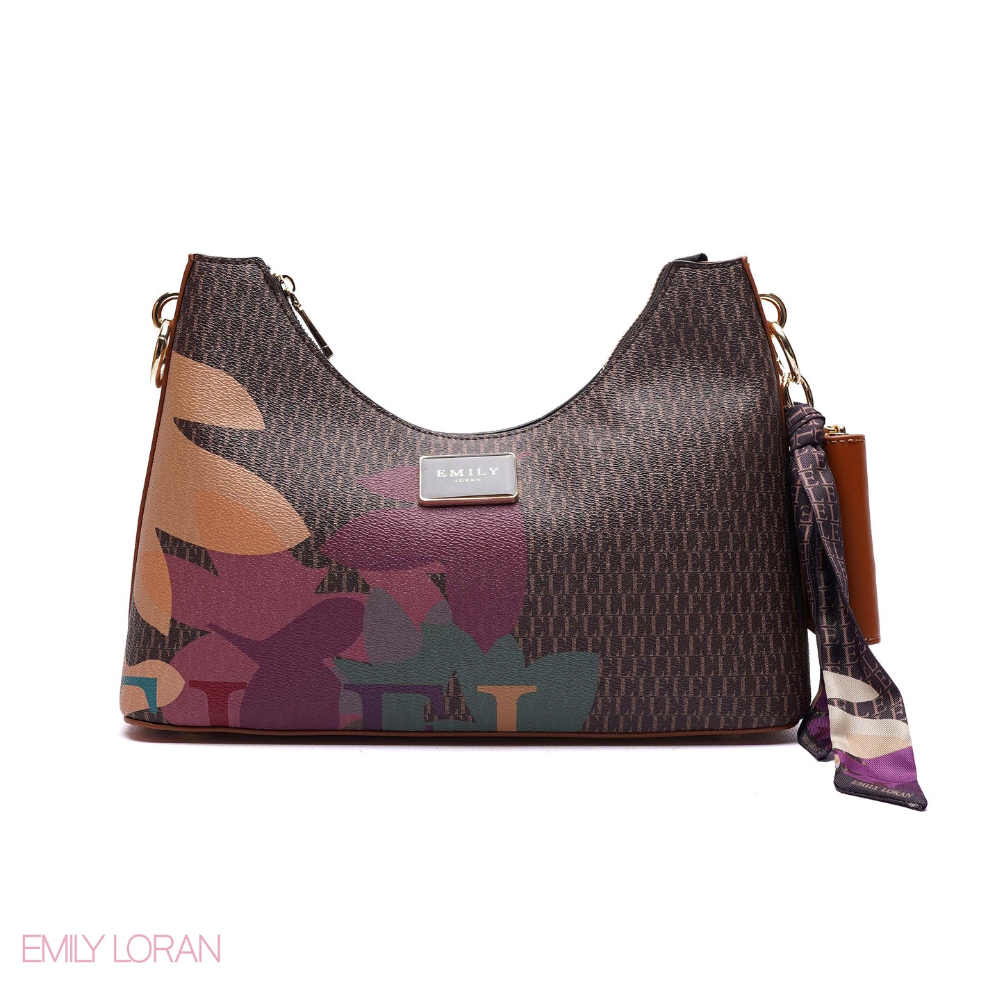 ELEGANT MONOGRAM PRINT SHOULDER BAG