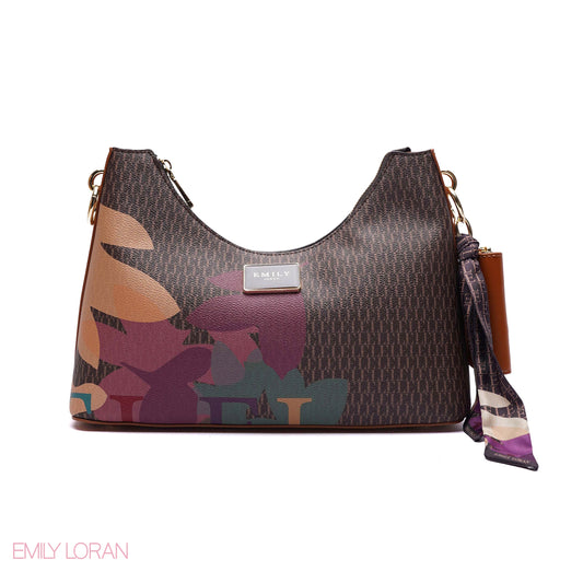ELEGANT MONOGRAM PRINT SHOULDER BAG