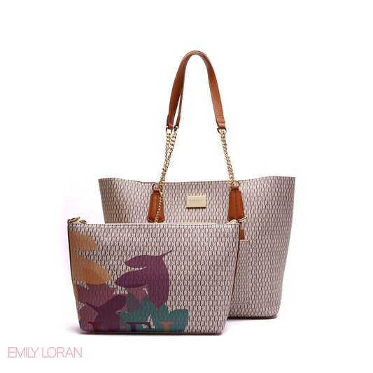 MONOGRAM SHOULDER BAG WITH PRINTED POUCH