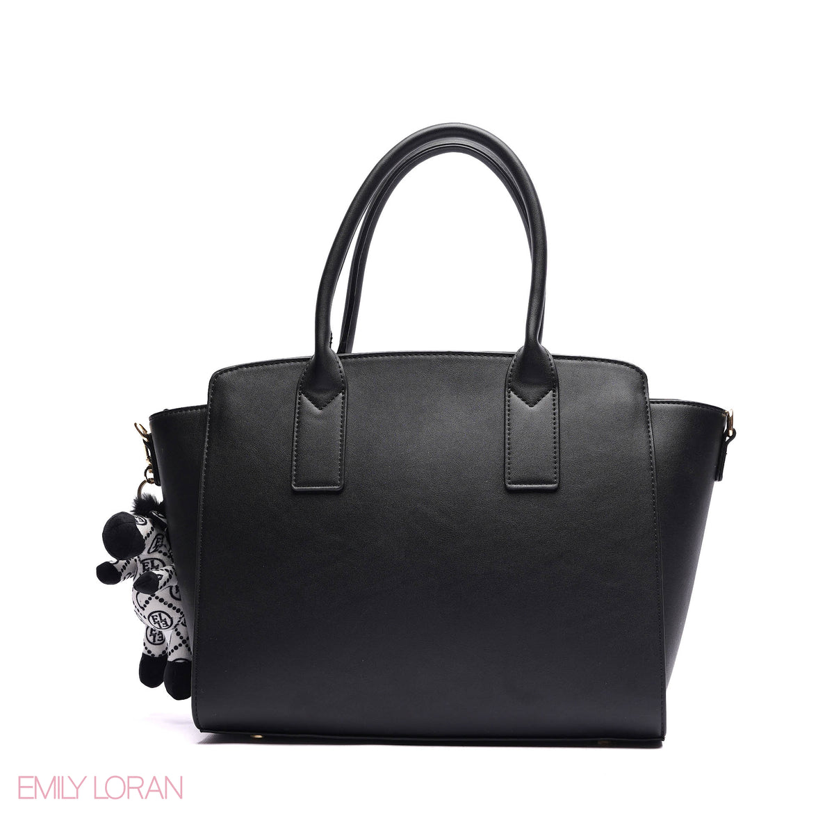 ELEGANT STRUCTURE TOTE BAG WITH ZEBRA CHARM - LARGE