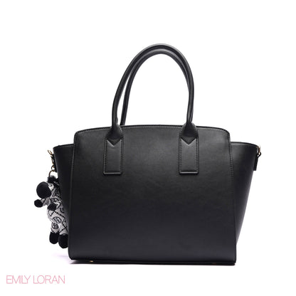 ELEGANT STRUCTURE TOTE BAG WITH ZEBRA CHARM - LARGE