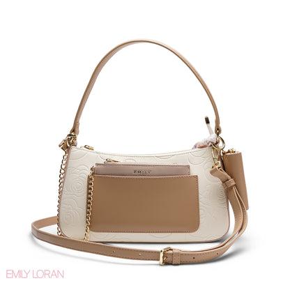 ELEGANT EMBOSSED SHOULDER BAG WITH POUCH