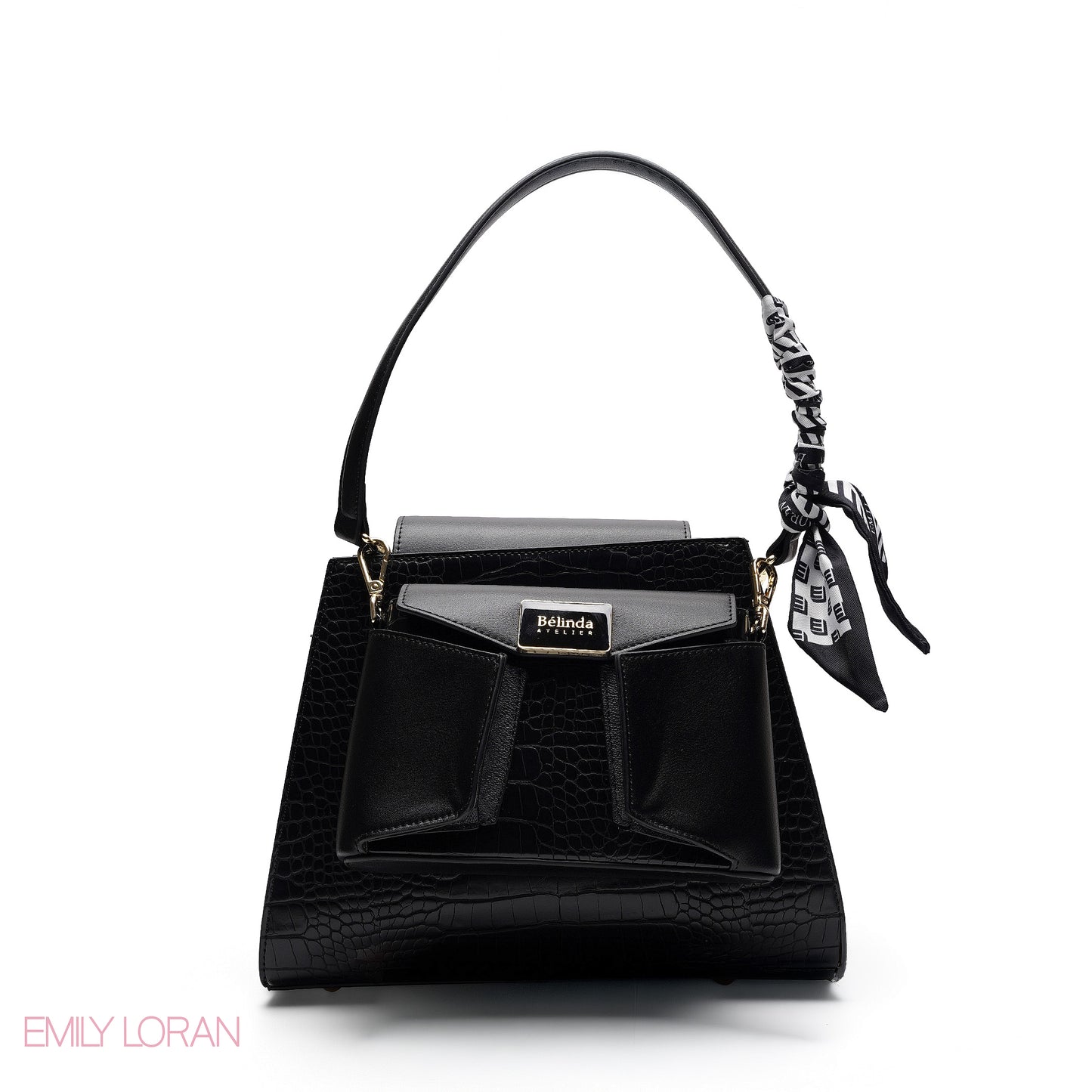 STYLISH CROC EMBOSSED TOP HANDLE TOTE WITH POUCH BAG