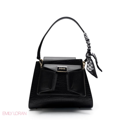 STYLISH CROC EMBOSSED TOP HANDLE TOTE WITH POUCH BAG