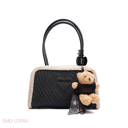 ELEGANT HANDBAG HREAT ENGRAVE WITH TEDDYBEAR CHARM - MEDIUM