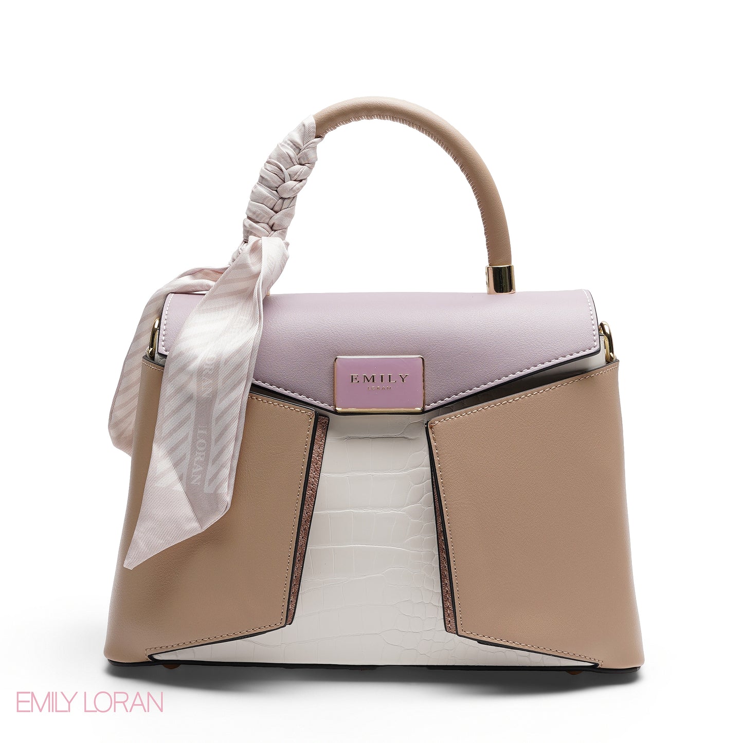 ELEGANT GEOMETRIC FLAP SATCHEL WITH BRAIDED HANDLE BAG