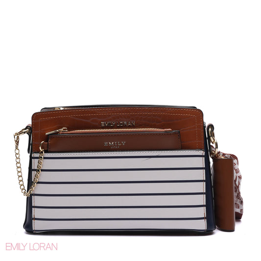 EMBOSSED FLORAL MULTI-TEXTURED CROSSBODY BAG
