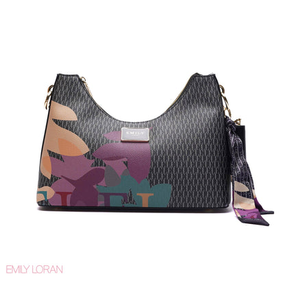 ELEGANT MONOGRAM PRINT SHOULDER BAG