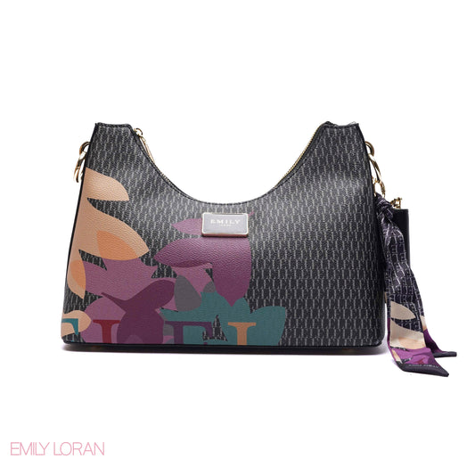 ELEGANT MONOGRAM PRINT SHOULDER BAG