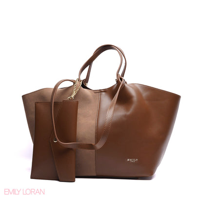 SHOULDER BAG PRACTICALITY LEATHER WITH SMALL WALLET AND CROSS BAG - LARGE