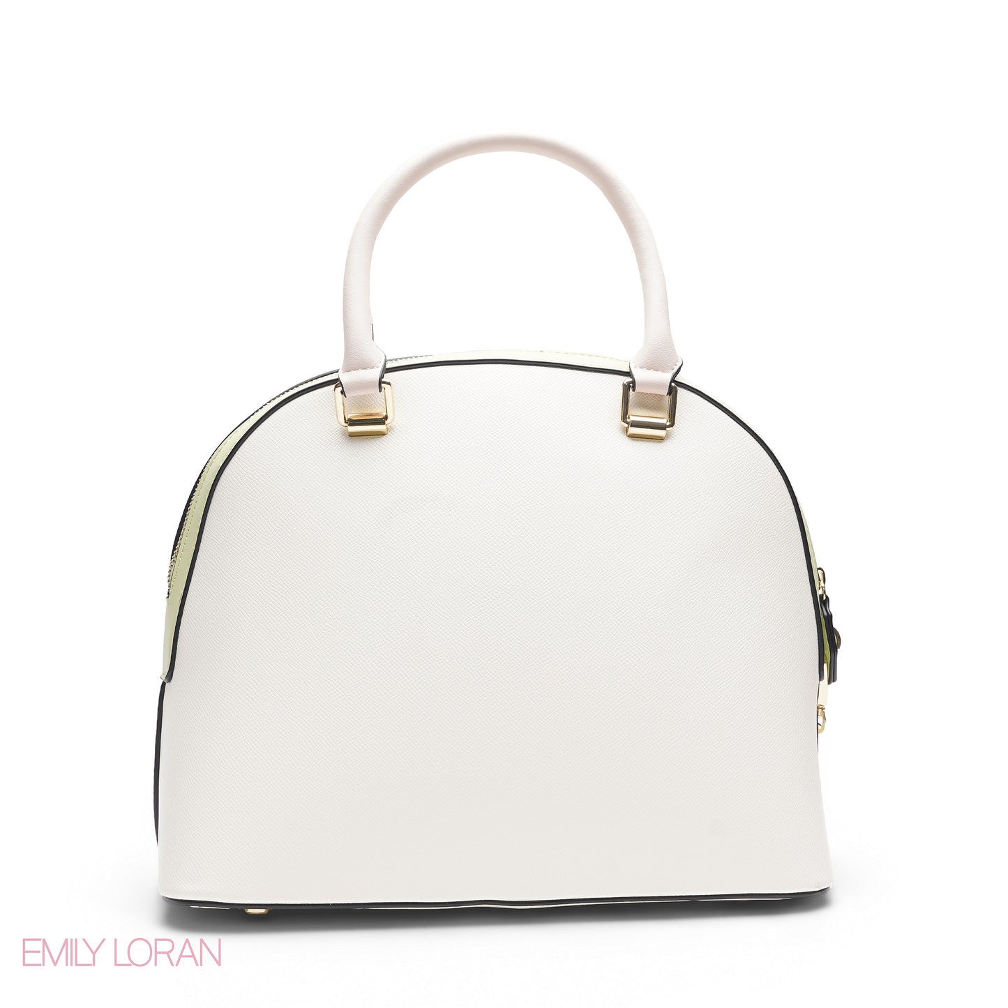 WHITE & YELLOW DOME BAG WITH PINK FLORAL PRINT - LARGE